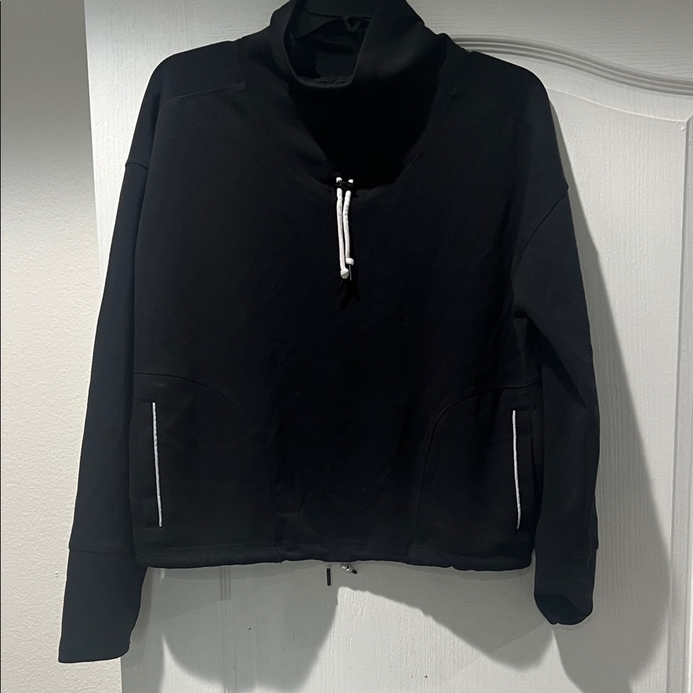 SAGE collective black Pullover Sweatshirt with White Accents